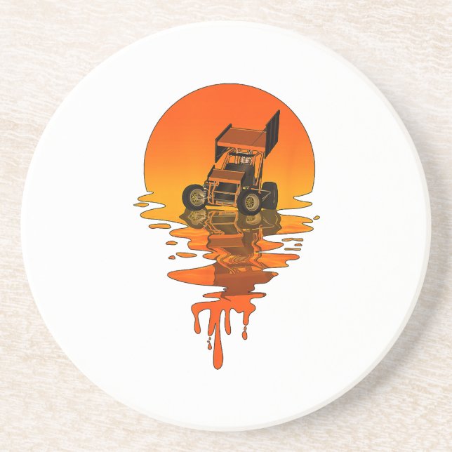 Vintage Retro-Style Sprint Car Racing Getränkeuntersetzer (Vorne)