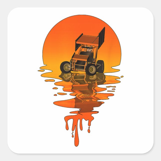 Vintage Retro-Style Sprint Car Racing Quadratischer Aufkleber (Vorderseite)