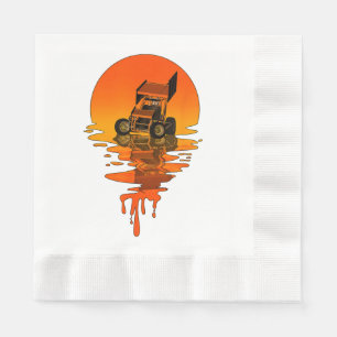 Vintage Retro-Style Sprint Car Racing Serviette