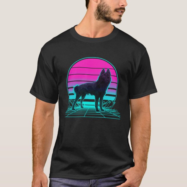 Vintage Retro Sunset Schipperke T-Shirt (Vorderseite)