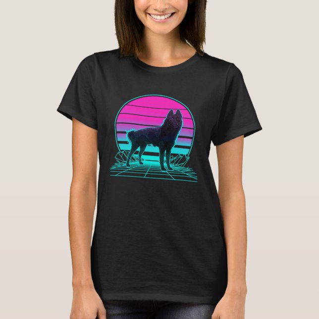 Vintage Retro Sunset Schipperke T-Shirt (Vorderseite)