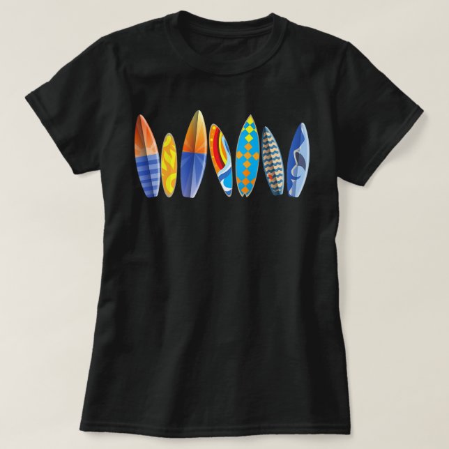 Vintage Retro Surfbretter Surfen Klassischer Surfe T-Shirt (Design vorne)