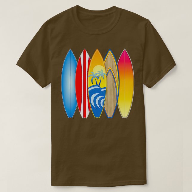 Vintage Retro-Surfbretter T-Shirt (Design vorne)