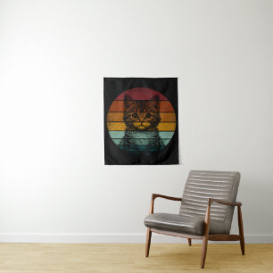 Vintage Retro Süße Katze Wandteppich