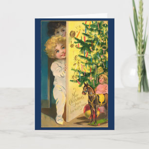 Vintage Retro Süße Weihnachts-Kinder-Individualnac Karte