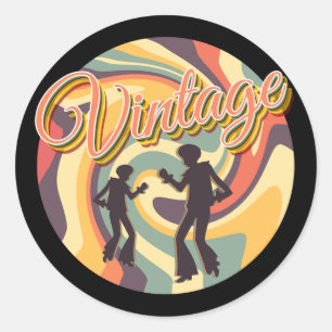 VINTAGE RETRO-TANZ IN BUNTER DREHUNG RUNDER AUFKLEBER