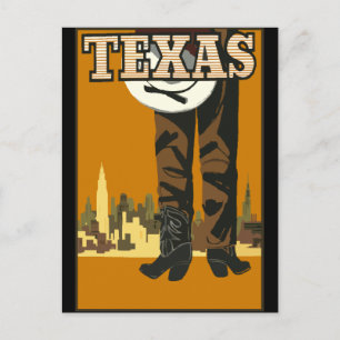 Vintage Retro Texas Cowboy Amerika Reise Tourismus Postkarte