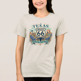 Vintage Retro Texas Mother Road Big Sky Bekleidung Tri-Blend Shirt