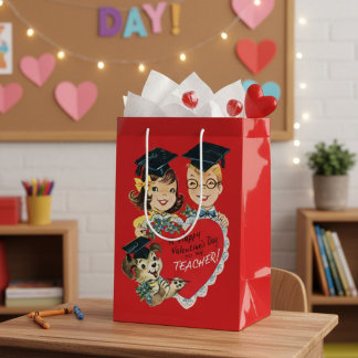 Vintage Retro "To My Teacher" Valentine’s Day Mittlere Geschenktüte