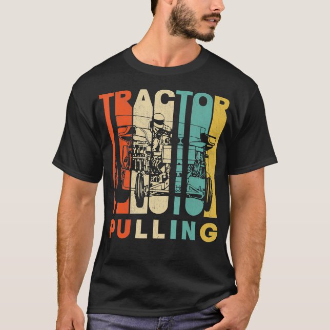Vintage Retro-Traktor-Silhouette T-Shirt (Vorderseite)