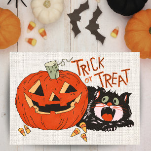 Vintage Retro Trick or Treat Halloween-Kostüm Feiertagskarte