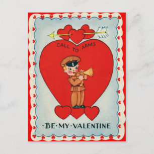Vintage Retro Trompeter Valentinskarte Feiertagspostkarte