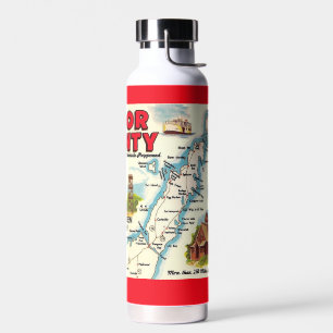 Vintage Retro-Tür-Landkreis-Karte Wasserflasche Trinkflasche