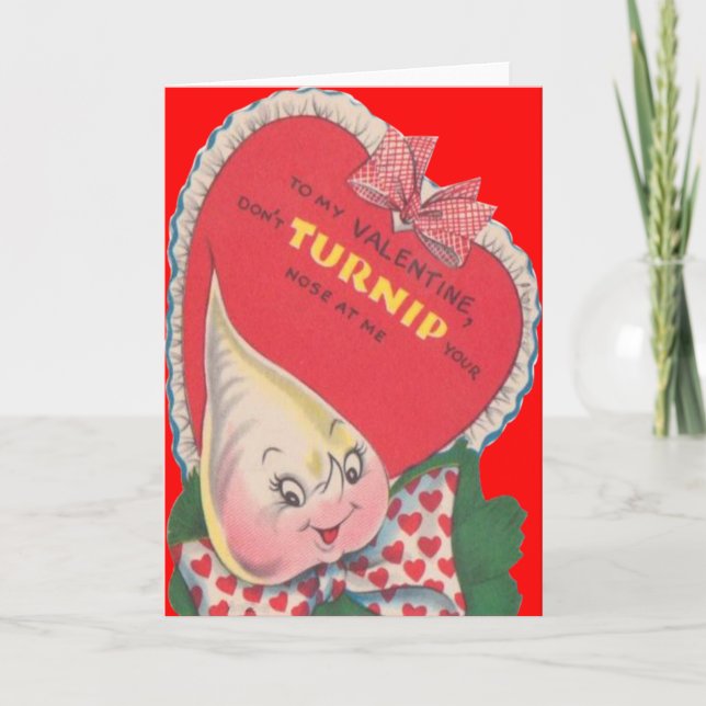 Vintage Retro Turnip Valentinkarte Feiertagskarte (Vorderseite)