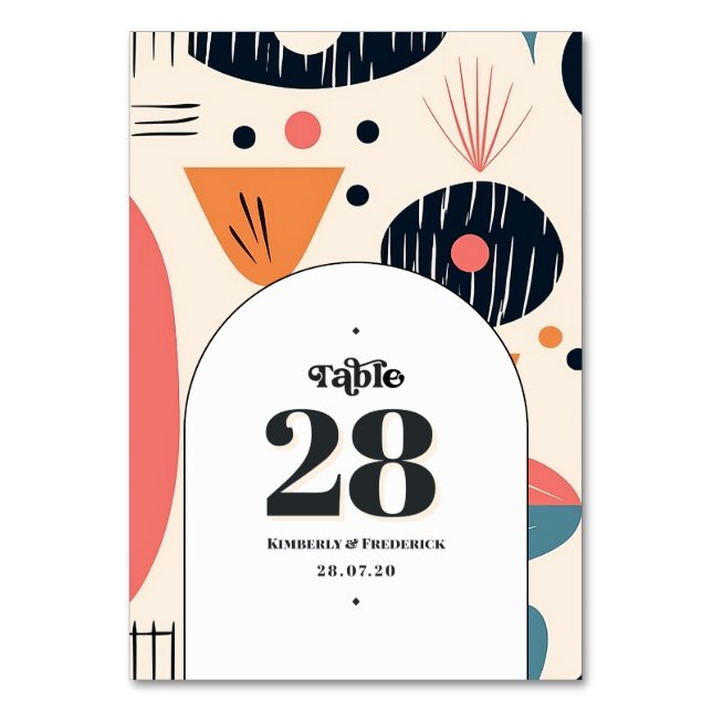 Vintage Retro-Typografie und Muster Tischnummer (Vorderseite)