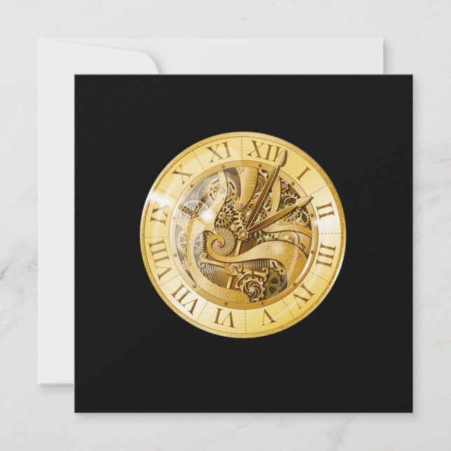 Vintage Retro-Uhr Zeitreise-Fiktion Gi Einladung (Vorderseite)