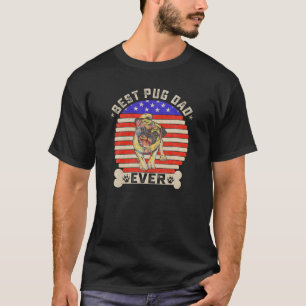 Vintage Retro USA Amerikanische Flagge Bester Pug T-Shirt