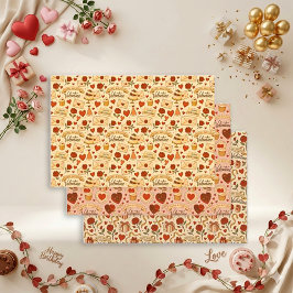 Vintage Retro Valentine Birthday Trio Pattern Set Geschenkpapier Set