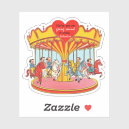 Vintage Retro Valentine Carousel Horses  Aufkleber
