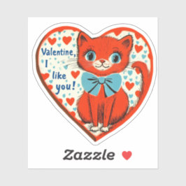 Vintage Retro Valentine Cute Cat I Like You Aufkleber