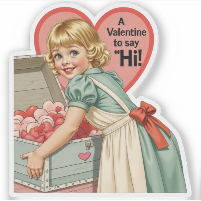 Vintage Retro Valentine Old Fashioned "Say Hi" Aufkleber (Vorderseite)