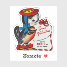Vintage Retro Valentine's Day Robin Bird Valentine Aufkleber