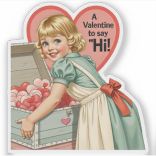 Vintage Retro Valentinstag Altmodisches "Sag Hallo Aufkleber