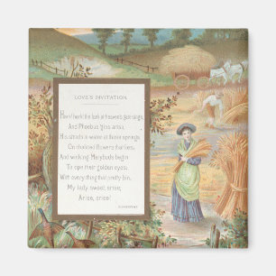 Vintage Retro Valentinstag, ländliche Farm Landsch Magnet