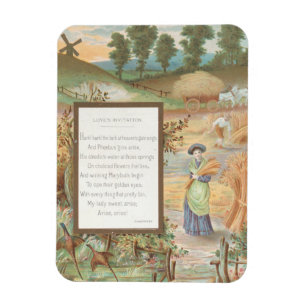 Vintage Retro Valentinstag, ländliche Farm Landsch Magnet