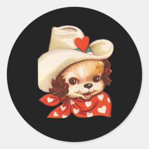 Vintage Retro Valentinstag Welpe Hund Valentinsgru Runder Aufkleber