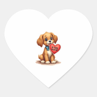 Vintage Retro Valentinstag Welpe Hund Valentinstag Herz-Aufkleber
