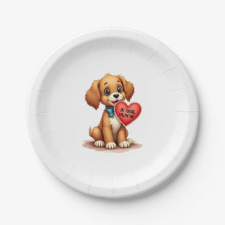 Vintage Retro Valentinstag Welpe Hund Valentinstag Pappteller