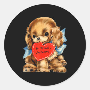 Vintage Retro Valentinstag Welpe Hund Valentinstag Runder Aufkleber