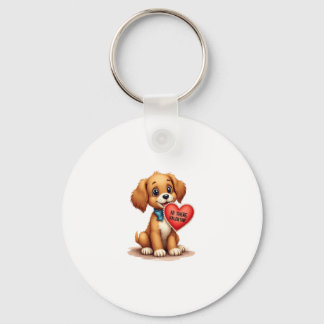Vintage Retro Valentinstag Welpe Hund Valentinstag Schlüsselanhänger