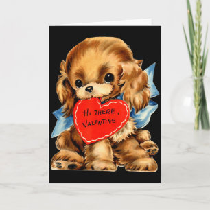 Vintage Retro Valentinstag Welpen-Hund Valentinsgr Karte