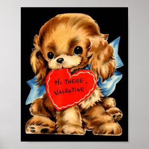 Vintage Retro Valentinstag Welpen-Hund Valentinsgr Poster