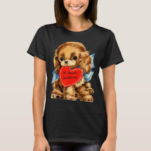 Vintage Retro Valentinstag Welpen-Hund Valentinsgr T-Shirt