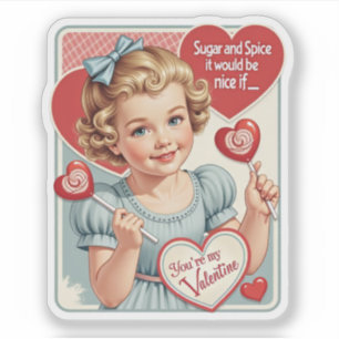 Vintage Retro Valentinstag Zucker und Gewürze Aufkleber
