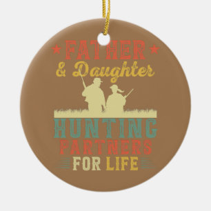 Vintage Retro-Vater- und Tochterjagd Keramik Ornament