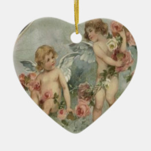 Vintage Retro Viktorianische Cherubs Valentinkarte Keramikornament