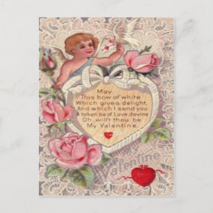 Vintage Retro viktorianische Cupid Rosen Valentins Feiertagspostkarte