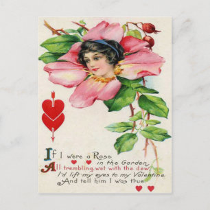 Vintage Retro viktorianische Rosen Valentinstagska Feiertagspostkarte