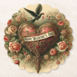 Vintage/Retro/Viktorianischer Valentinstag-Herz Untersetzer
