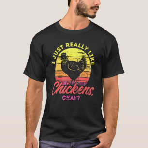 Vintage Retro Vogel T-Shirt Ich mag einfach Hühner