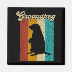 Vintage Retro Waldmurmeltier Für Tag Des Waldmurme Magnet