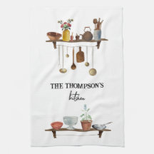 Vintage Retro Wasserfarben Küchenutensilien