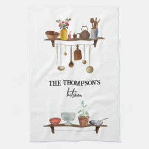 Vintage Retro Wasserfarben Küchenutensilien Geschirrtuch