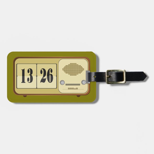 Vintage-Retro-Wecker-Radio Gepäckanhänger (Vorderseite horizontal)