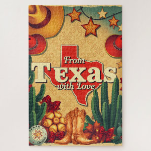 Vintage Retro Weihnachten Aus Texas mit Liebe Puzzle