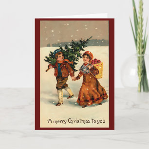 Vintage Retro Weihnachten Personalisiert Karte